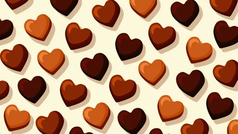 Heart Shaped Chocolate Candy Pattern Background for Valentine and Sweet Dess Vídeos de archivo 336542210