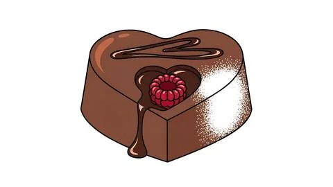 Heart-shaped chocolate with raspberry Stock Illustration