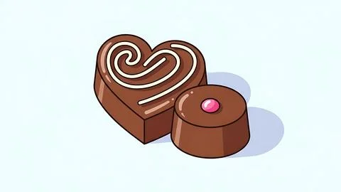 Heart-shaped chocolate with small round candy Stock Illustration