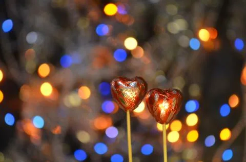 Heart shaped chocolates Stock Photos
