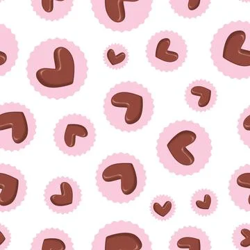 Heart shaped chocolates seamless vector pattern Stock Illustration