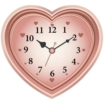 Heart Shaped Clock with Romantic Design and Love Theme – Vector Illustration Stock Illustration