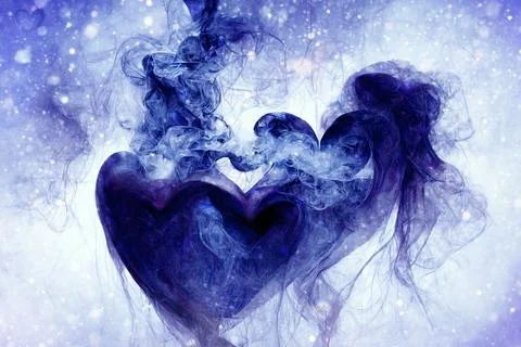 Heart shaped cloud, beautiful magic smoke heart. Stock Illustration