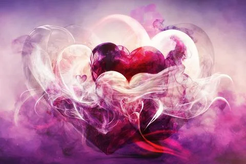 Heart shaped cloud, beautiful magic smoke heart. Stock Illustration