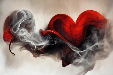 Heart shaped cloud, beautiful magic smoke heart. Stock Illustration