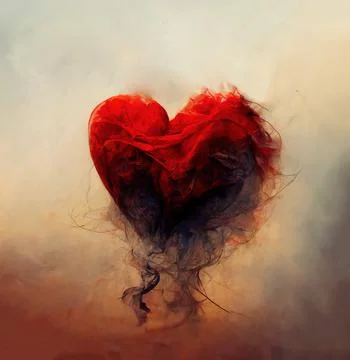 Heart shaped cloud, beautiful magic smoke heart. Stock Illustration