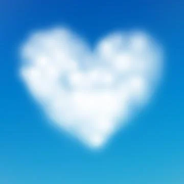 Heart shaped cloud in the blue sky. EPS 10 Stock Illustration