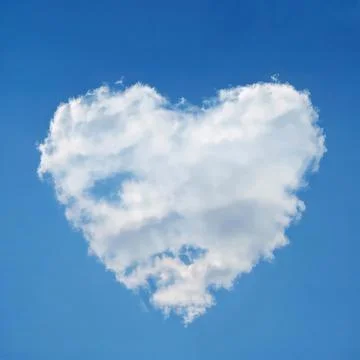 Heart shaped cloud in the blue sky Stock Illustration