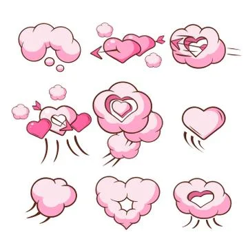 Heart Shaped Cloud Collection Illustrazione stock