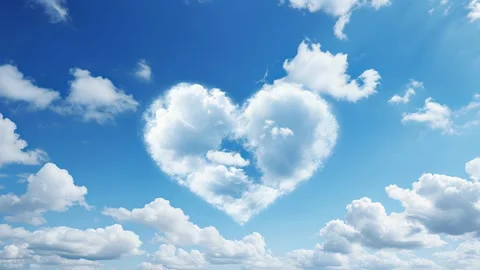 Heart-shaped cloud floats high above horizon Stock Footage 317167438