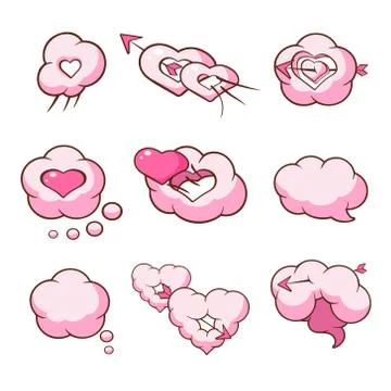 Heart Shaped Cloud Set Illustrazione stock