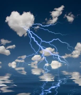 Heart Shaped Cloud With Thunderbolt Stock Illustration