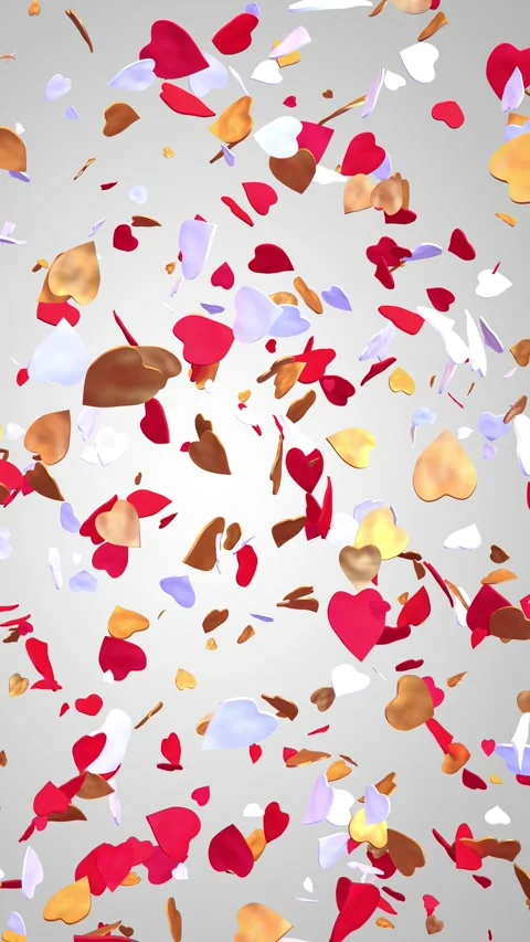 Heart shaped confetti explosion - 3D rendering Vidéo 293948976
