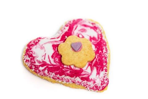 Heart shaped cookie isolated on white Stock Photos
