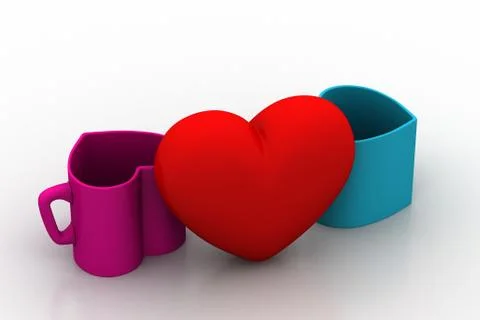 Heart shaped cups with heart Free Stock Illustration
