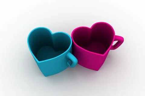 Heart shaped cups Free Stock Illustration