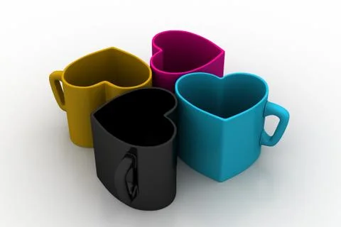 Heart shaped cups Free Stock Illustration