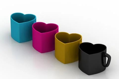 Heart shaped cups Free Stock Illustration