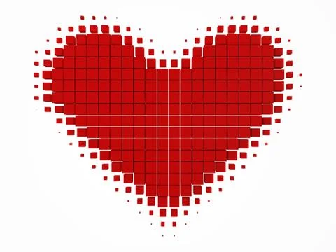 Heart shaped data block. made with cubes. 3d pixel style vector illustration. Stock Illustration