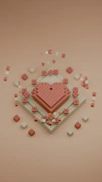 Heart shaped data block made with cubes. 3d pixel style vector illustration.. Illustrazione stock