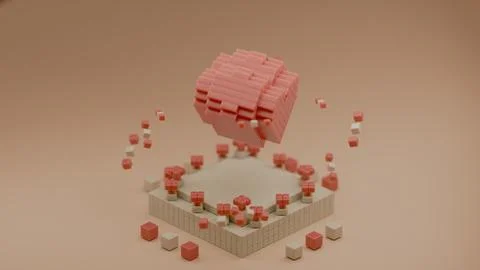 Heart shaped data block made with cubes. 3d pixel style vector illustration.. Stock Illustration