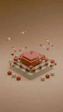 Heart shaped data block made with cubes. 3d pixel style vector illustration.. Illustrazione stock