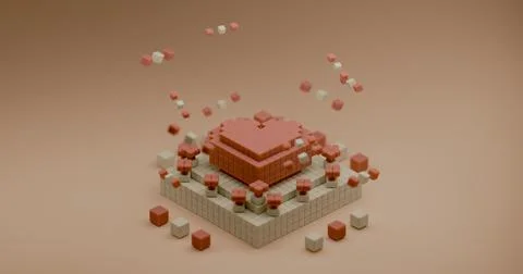 Heart shaped data block made with cubes. 3d pixel style vector illustration.. Illustrazione stock