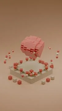 Heart shaped data block made with cubes. 3d pixel style vector illustration.. Illustrazione stock