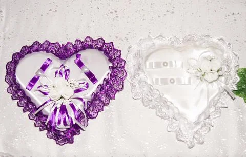 Heart-shaped decorative keepsake boxes with floral accents for special occasions Stock Photos