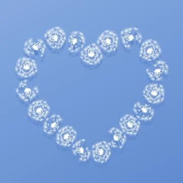 A heart-shaped design created from fluffy dandelion seed heads, symbolizing.. Stock Illustration