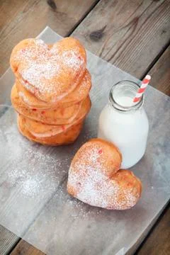 Heart shaped donuts Stock Photos