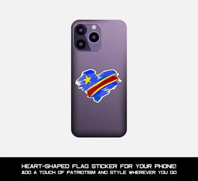 Heart-shaped DR Congo flag sticker Stock Illustration