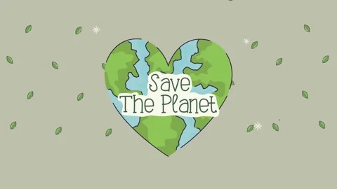 Heart shaped earth animation with save the planet text for environmental aw.. 動画素材 339062111