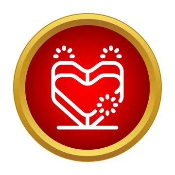Heart shaped firework launching celebration gift icon Stock Illustration