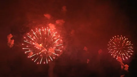 Heart shaped fireworks Stock Footage