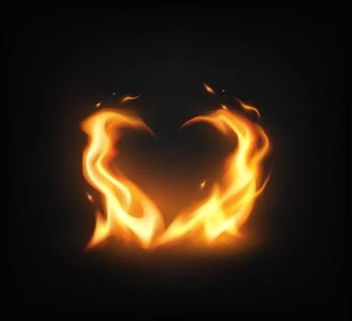 Heart Shaped Flames on Dark Background Stock Illustration