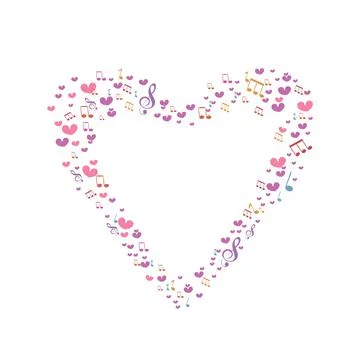 Heart-shaped frame heart shape pink confetti splash with white heart frame Stock Illustration