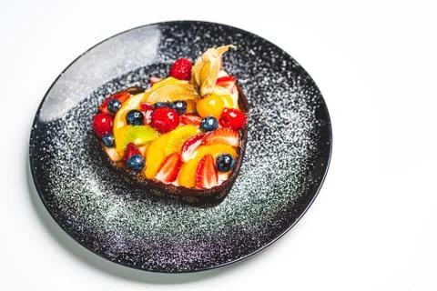 Heart shaped fruit sponge cake 2 Stock Photos