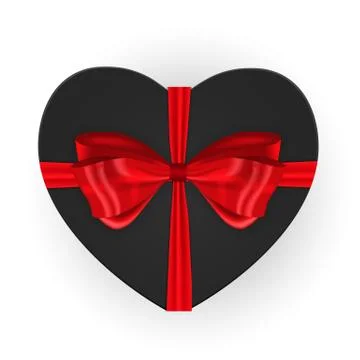 Heart shaped gift box with bow. Vector illustration Illustrazione stock