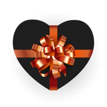 Heart shaped gift box with bow. Vector illustration Illustrazione stock