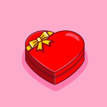 Heart-shaped gift box with bow for Valentine's Day Stock Illustration