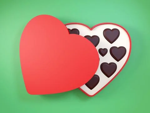 Heart shaped gift box having chocolates. 3D. 스톡 일러스트