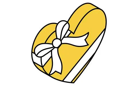 Heart Shaped Gift Box Isometric Line Drawing Illustration of a Wrapped Pres.. Stock Illustration