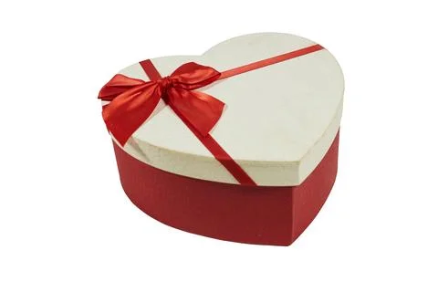 Heart-Shaped Gift Box With Red Ribbon Bow for Valentine Present and Romantic Gif Stock Photos