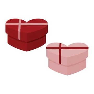 Heart shaped gift box template for valentines day or birthday. Vector illus.. Stock Illustration