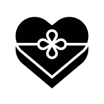 Heart shaped Gift box vector illustration, solid style icon イラスト素材