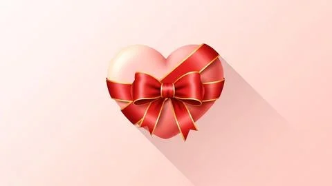 Heart-shaped gift with red ribbon Stock Illustration