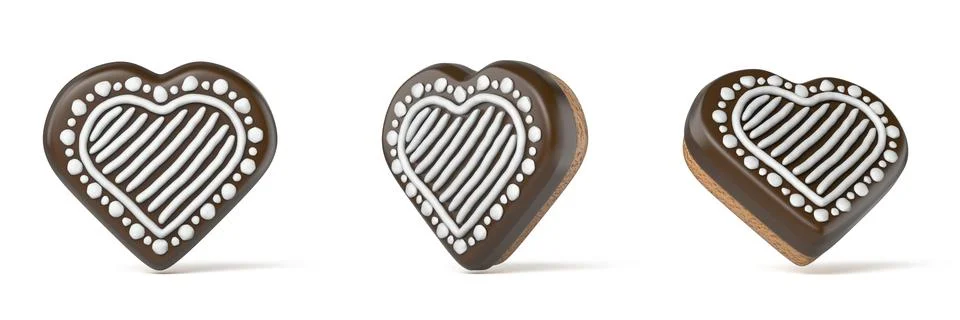 Heart shaped gingerbread 3D Stock Illustration