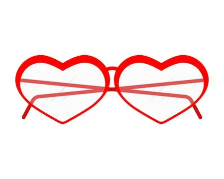 Heart shaped glasses. Isolated vector clipart with transparent lenses. Stock Illustration