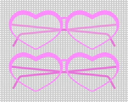 Heart shaped glasses. Isolated vector clipart with transparent lenses.  Stock Illustration